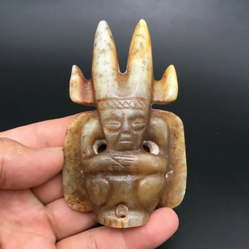 

Древняя китайская античная красная горная культура Hetian Jade Apollo c456