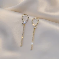 925 silver needle earrings long style simple high end geometric full diamond tassel earrings for women jewelry gold earrings
