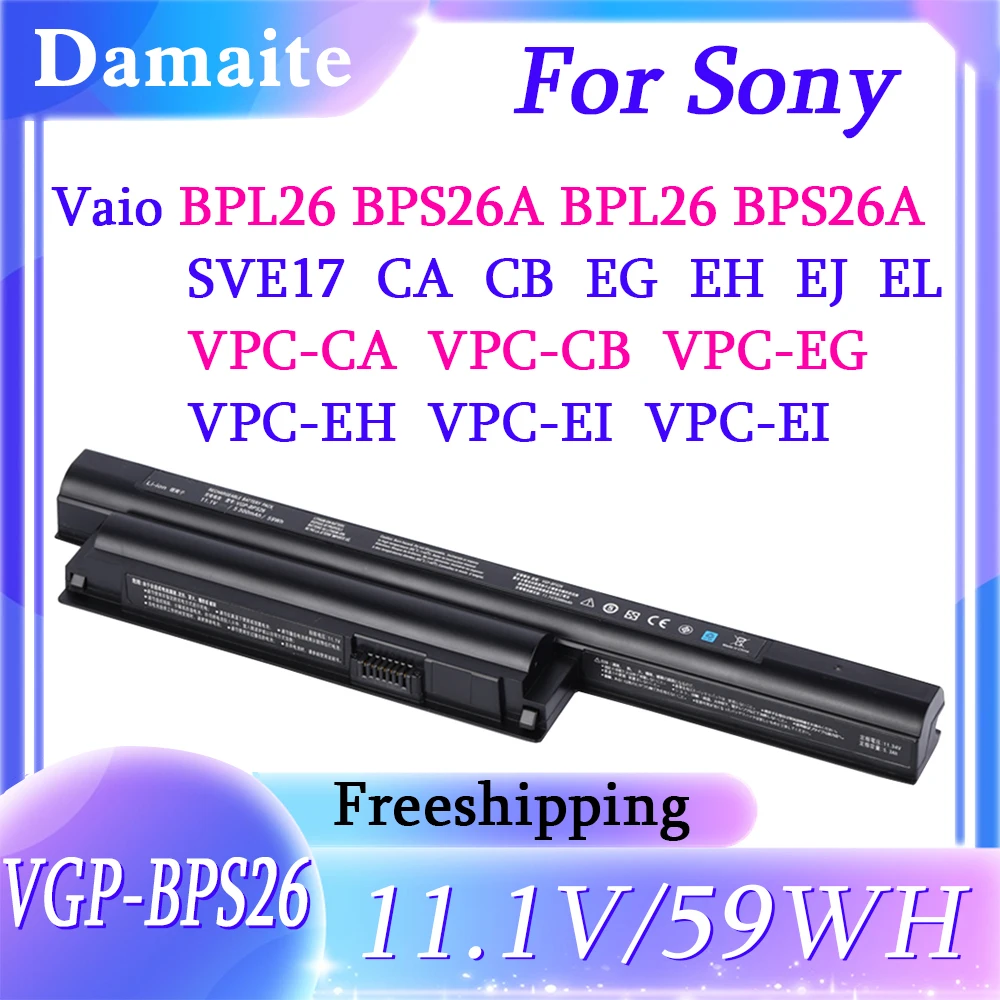 Аккумулятор для ноутбука Sony Vaio Damaite BPS26 11.1V 59WH