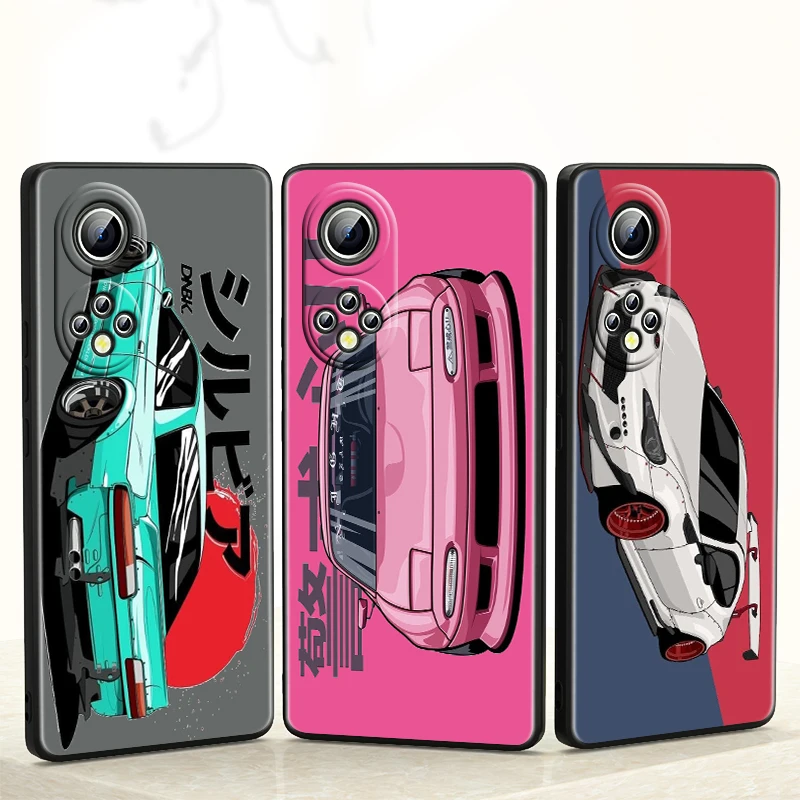 

Tokyo JDM Drift Sports Ca for Honor 60 50 30 20 Pro Plus 5G Funda Coque Capa Magic3 Play5 5T Luxury Soft Black Phone Case