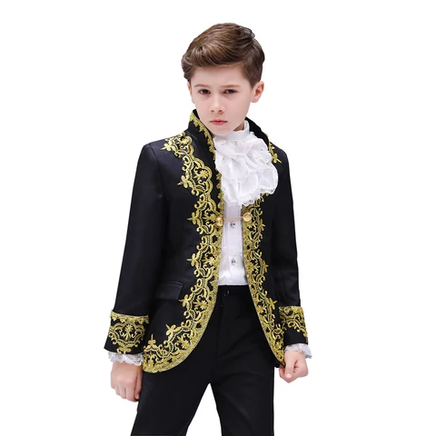Детский костюм-смокинг для мальчиков, нарядный костюм средневекового принца в стиле «лоланта», для косплея, Карнавальный костюм для вечеринки, свадьбы, дня рождения
