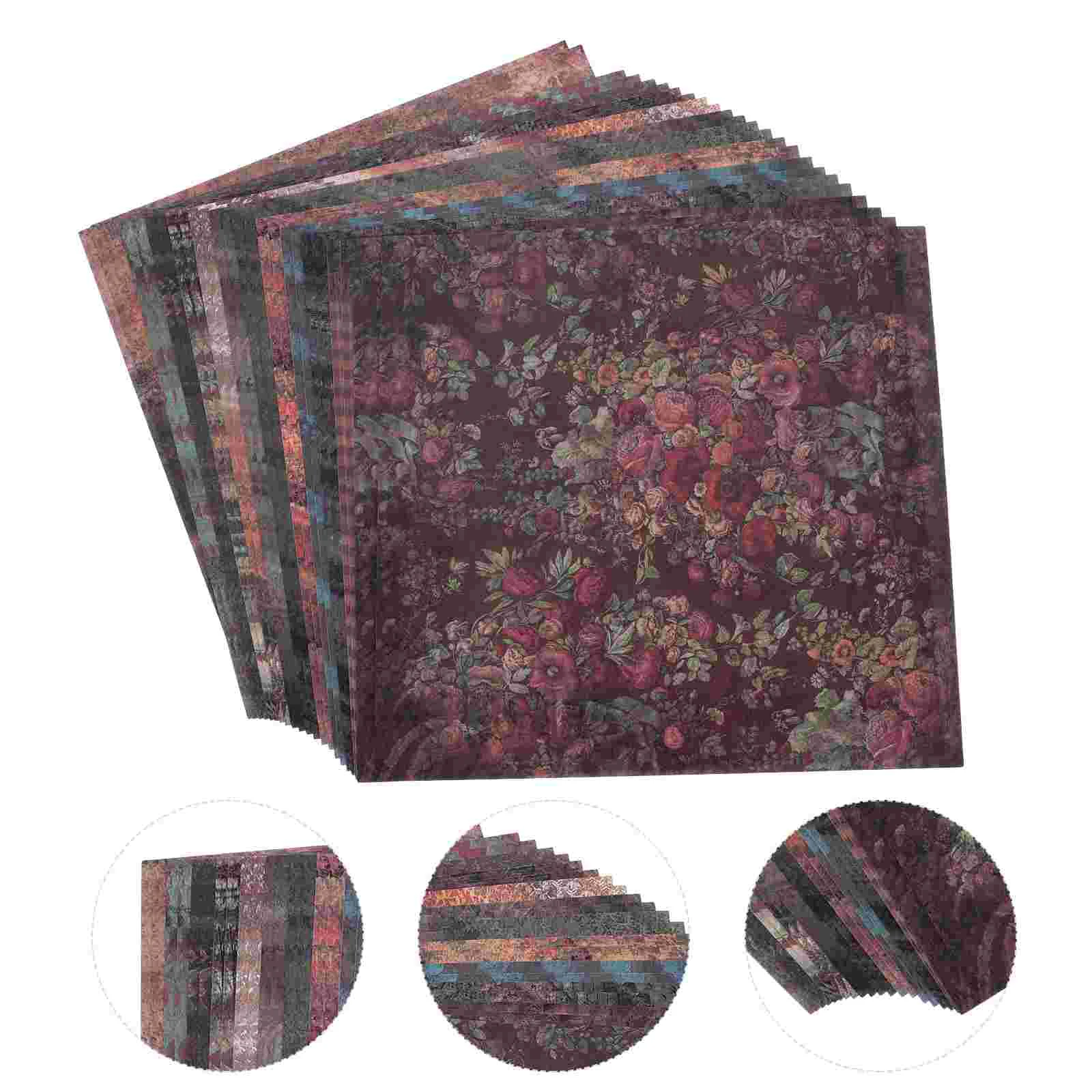 

24 Pcs Pocket Material Paper Background Pad Craft Printed Design Single-sided Travel