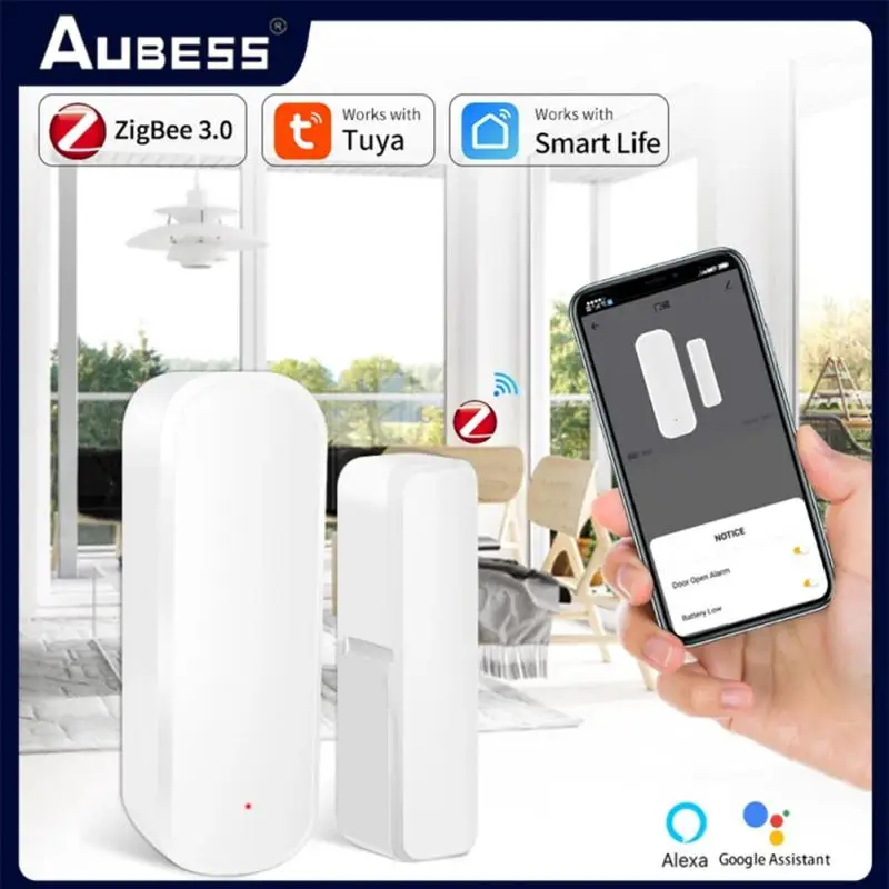 

Смарт-датчик двери и окон Tuya ZigBee, беспроводной детектор открытия окон и дверей, управление через приложение, защита дома, Alexa Google