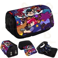 kids shoot stars print pencil case game canvas stretch double layer large capacity pencil box cute school stationery