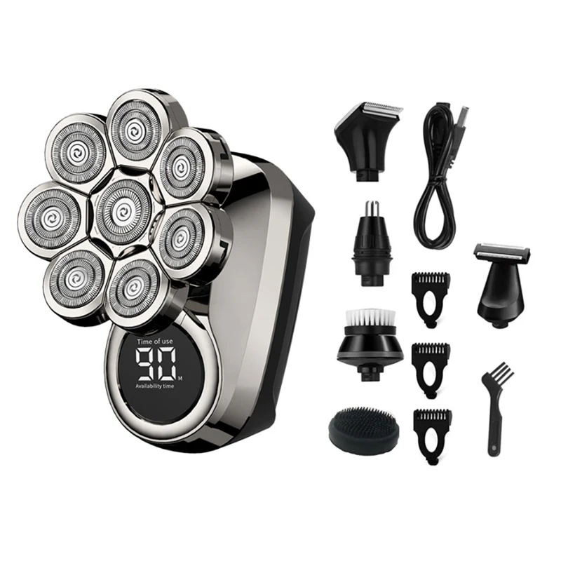 

6 In 1 Nose Ear Hair Trimmer Beard Electric Shaver Multi Electric Shaver For Bald Men LED Display