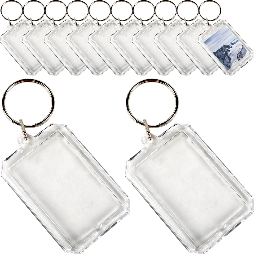 

40 Pcs Acrylic Keychain Delicate Compact Ring Photo Keyring Frame Small Portable Blank Decorative