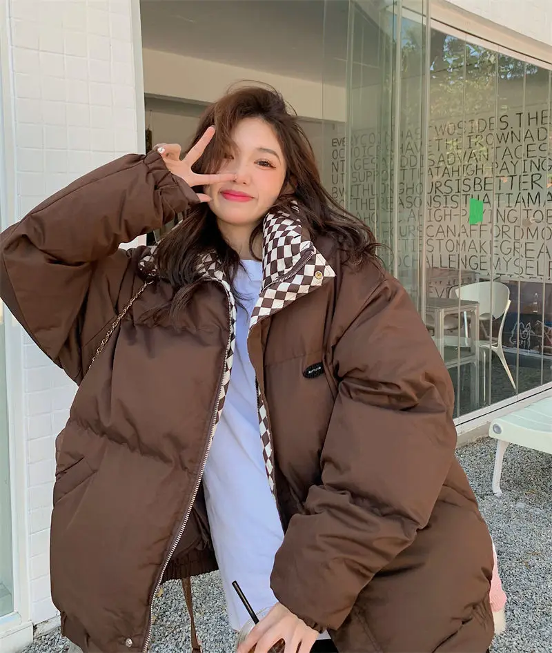 New Winter Women Short Down Jacket Loose Casual Fashion Stand Collar Woman Cotton Jackets Lady Thickened Zipper Jacket Coat