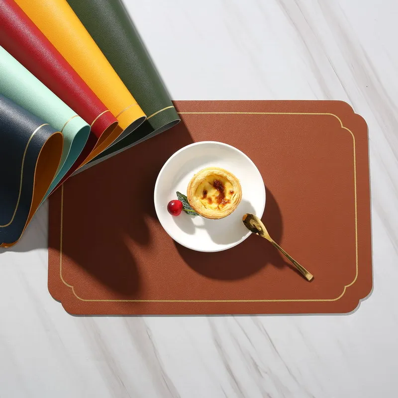 

Nordic Style Leather Table Mat Non-slip Insulation Pad Pvc Two-color Household Table Mat Waterproof Hotel Western Placemat