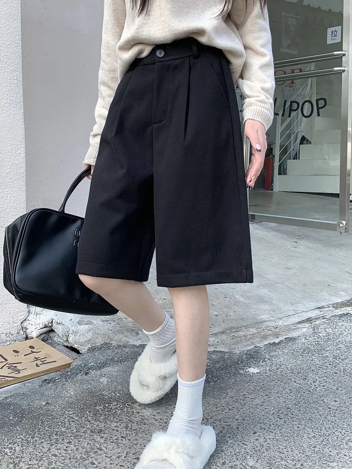 ZHISILAO новые однотонные шерстяные брюки длиной до колена женские осенне-зимние 2024