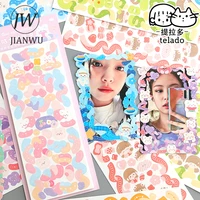 jianwu 12 pcs colorful ribbon laser stickers diy scrapbooking decoration material collage cute diary stickers kawaii stationery