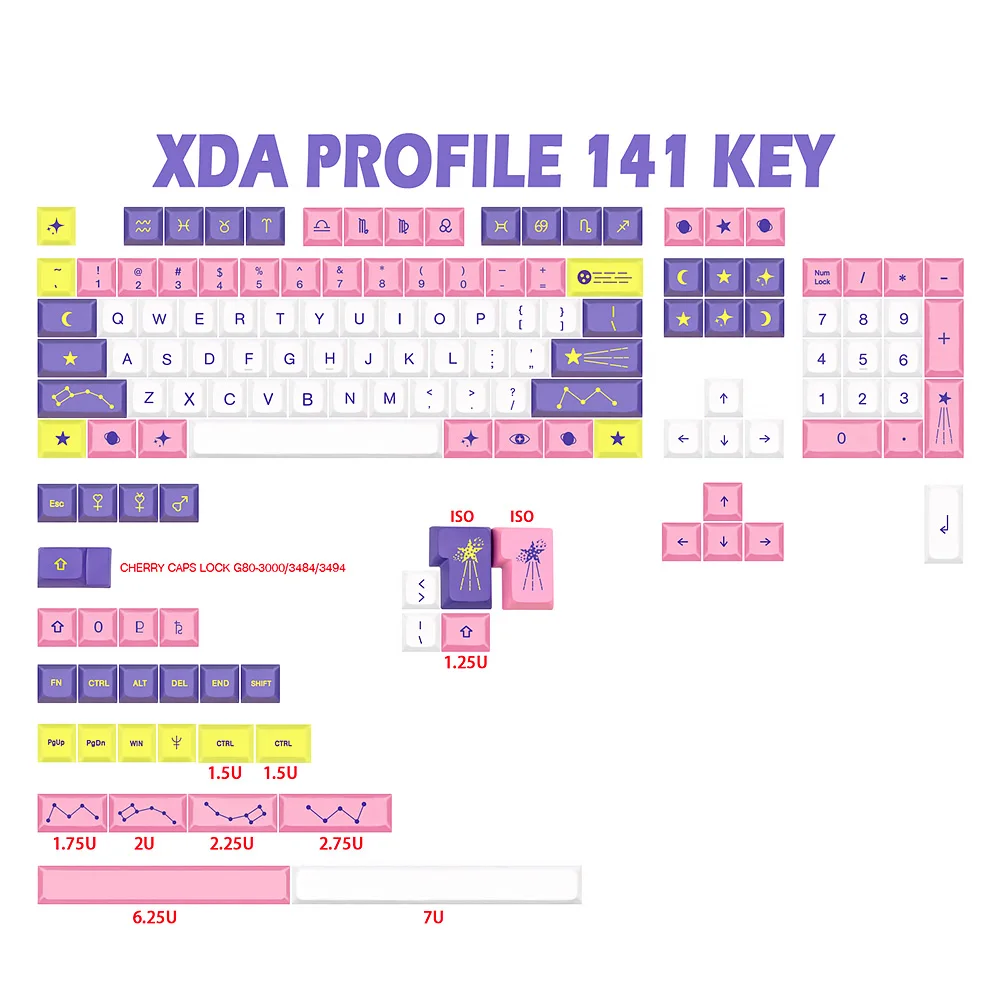 

Колпачки для клавиш XDA, аниме милые созвездия, PBT, профиль printstream CSgo, для MX Switch, Механическая игровая клавиатура «сделай сам», набор на заказ