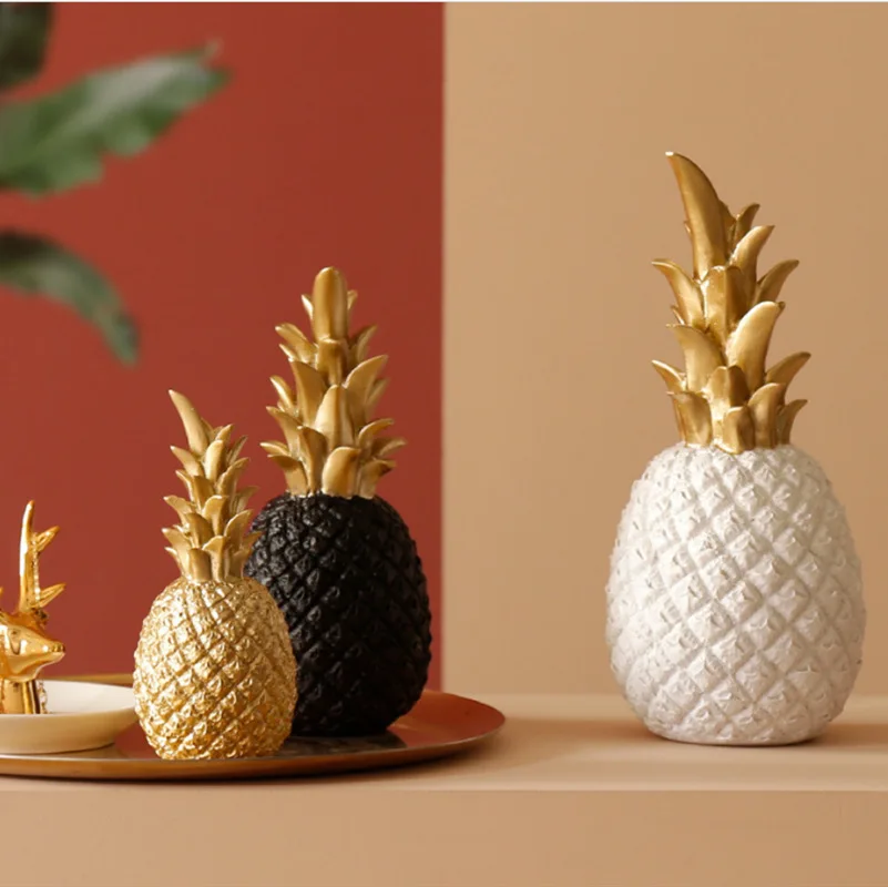 

1PC Creative Gold Pineapple Craft Decoration Fruit Pineapple Ananas Shape Home Living Room Porch Model Bedroom Desktop Decor