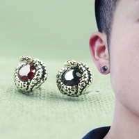fashion silver color snake shape stud earrings filled blackred cz zircon snake earrings for men womens punk ear jewelry gifts