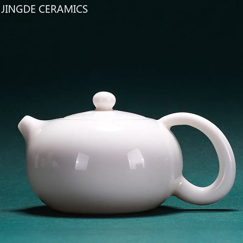 

Mutton Fat Jade White Porcelain Teapot Handmade Xishi Kettle Home Tea Maker with Filter Single Pot Chinese Ceramic Tea Set