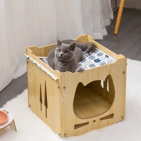 cat litter hammock villa stackable house enclosed wooden easy to clean stable durable activity tree for pet supplies furniture