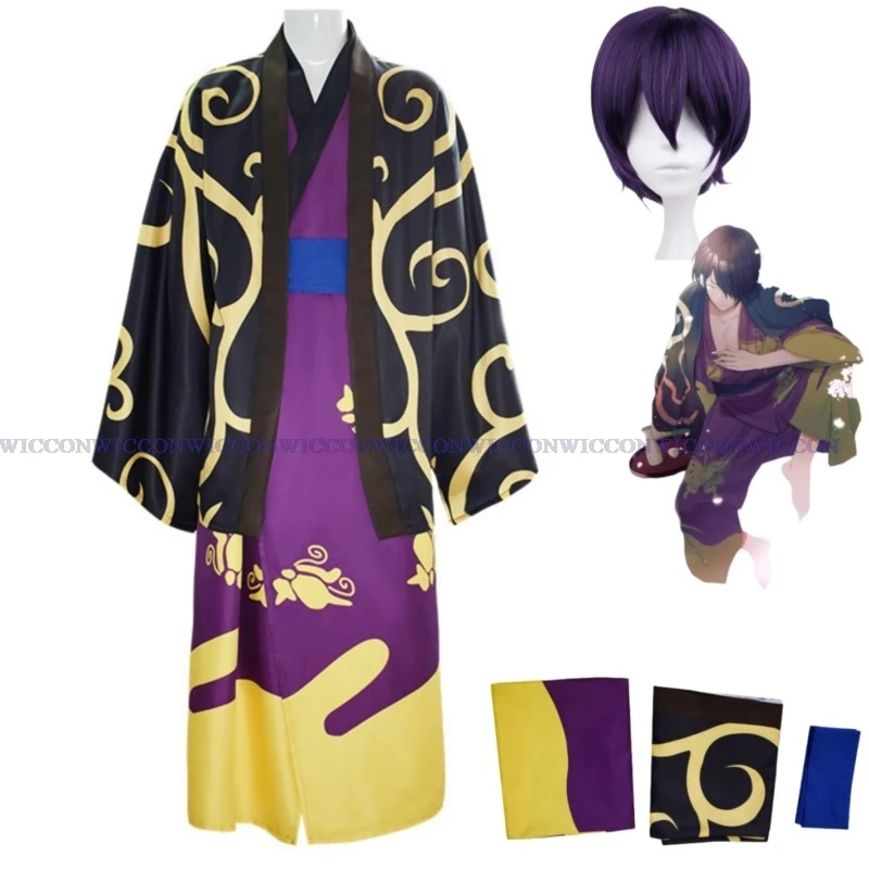 Костюм для косплея аниме Gintama Takasugi Shinsuke парик японское кимоно халат накидка