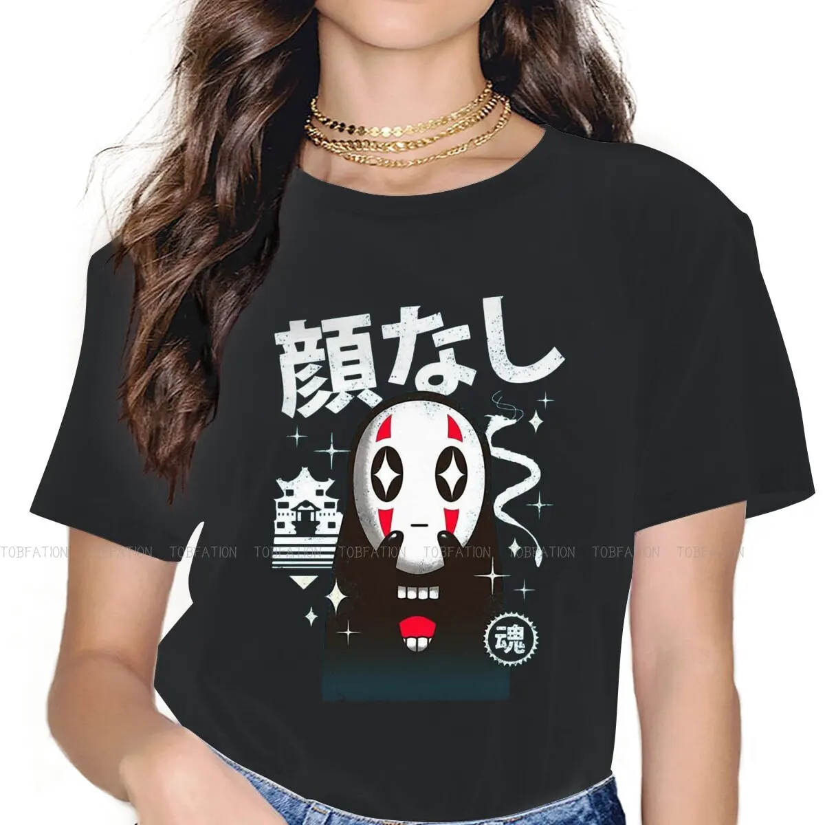 

KAWAII KAONASHI Kawaii Girls Women T-Shirt Studio Ghibli 5XL Blusas Harajuku Casual Short Sleeve Vintage Oversized Tops