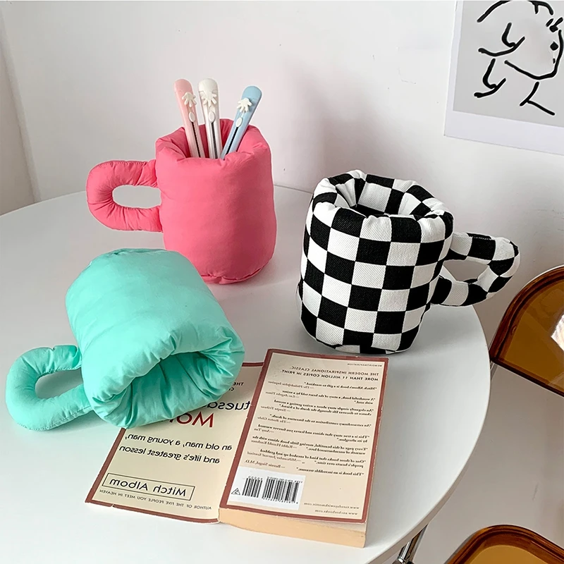 

INS Cute PP Cotton Filling Cloth Pen Container Chubby Desktop Storage Decoration Stationery Girl Room Dresser Counter Home Decor
