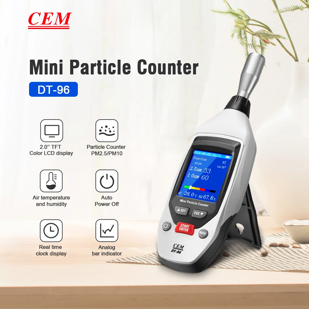 

CEM DT-96 PM2.5 PM10 Handled Airborne Laser Mini Particle Counter Detector