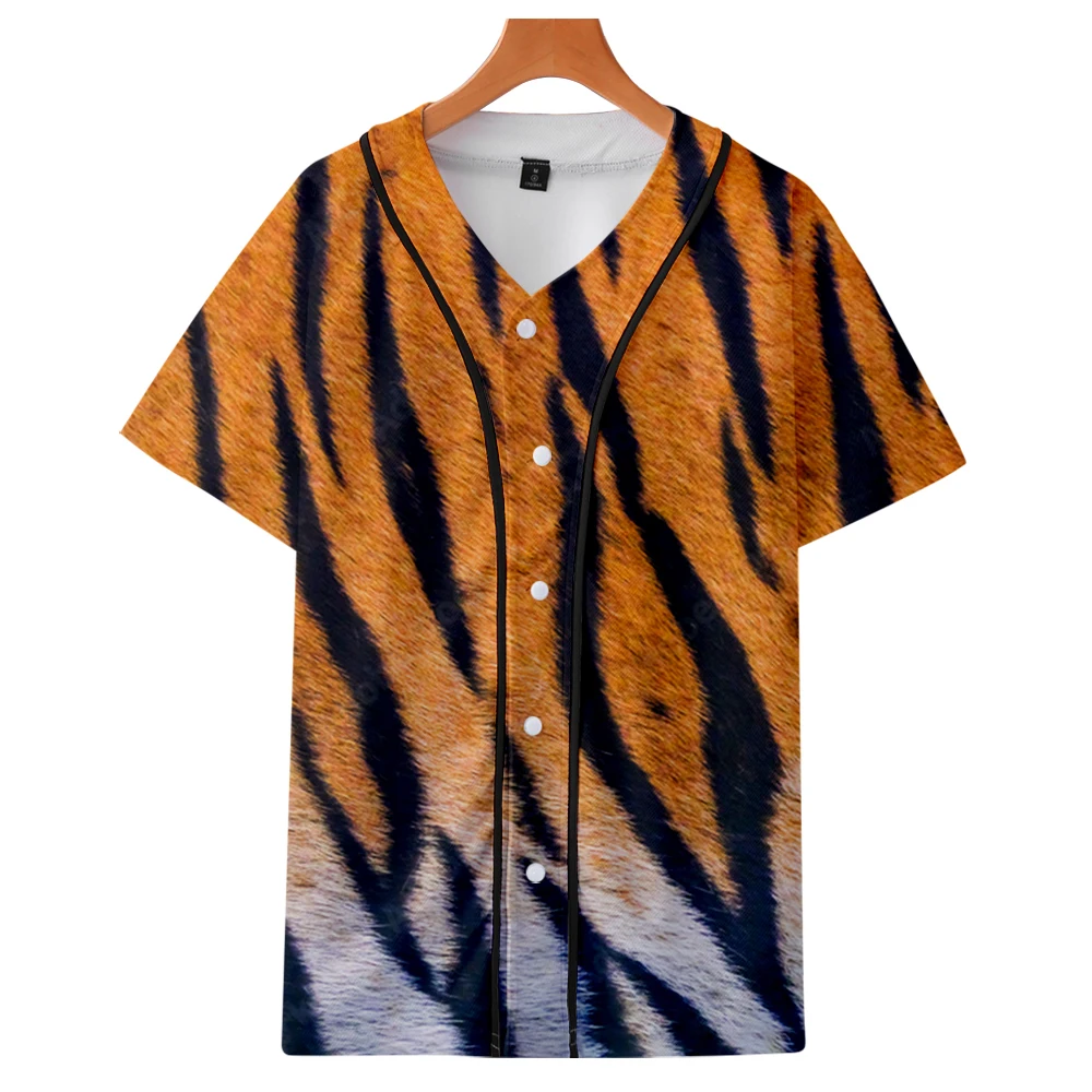 

Animal Skin Texture Print Short Sleeve Baseball Camisa Masculina Shirt For Man Short-Sleeved Casual Plus Size camisas de hombre