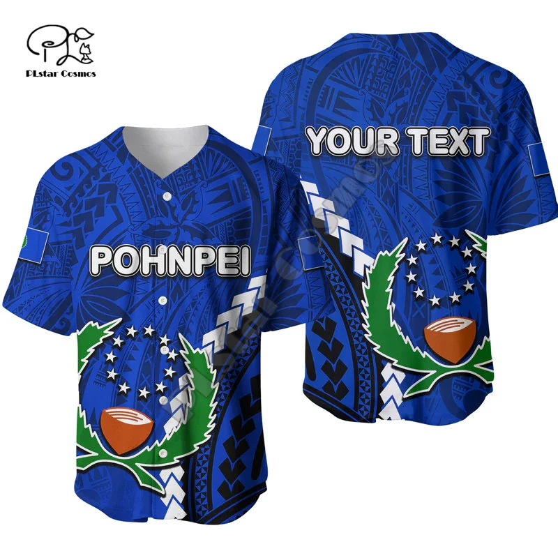 NewFashion Polynesian Pohnpei Chuuk Tonga Country Flag Tattoo Tribal Culture Funny Summer Baseball Shirts Jersey Short Sleeves A