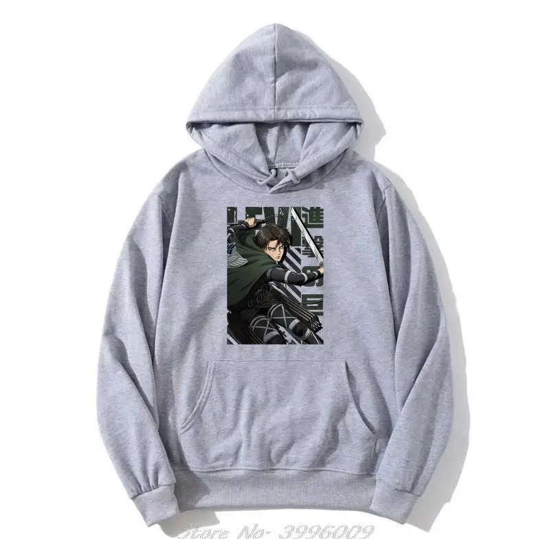 

Attack on Titan Shingeki no Kyojin Levi Hoodie Men Oversize Sweatshirts Zip Up Pullover Hooded Jacket Streetwear