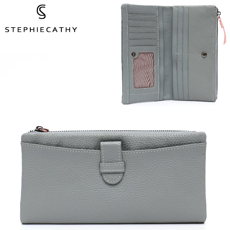 

SC Luxury Genuine Leather Women Long Wallets Functional Card Holders Multi Pockets Female Niche Daily Cowhide Coin Purses Pouch