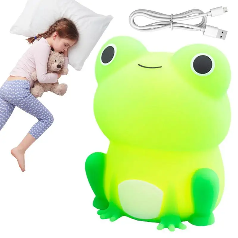 

Modern Cute Animal Night Lights For Baby Children's Room Pink Green Frog Lamp Christmas Gift Bedroom Beside Deco USB Night Light