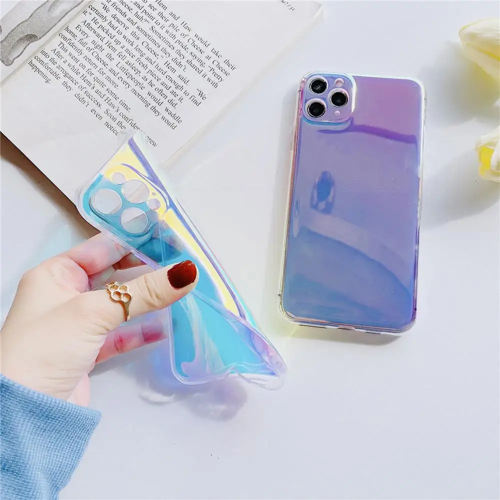 Clear Blue-Ray Laser Back Cover For Samsung Galaxy S22 S21 S20 Note 20 10 9 S10 Plus Ultra FE Soft Silicone TPU Phone Case