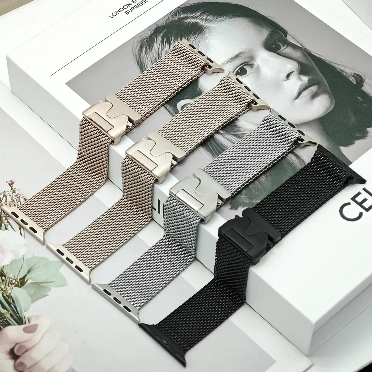 Ремешок для Apple Watch Band 10 46 мм 42 44 40 Миланский браслет Iwatch Series 9 7 8 45 41 4 5 6 SE Ultra 49 Correa