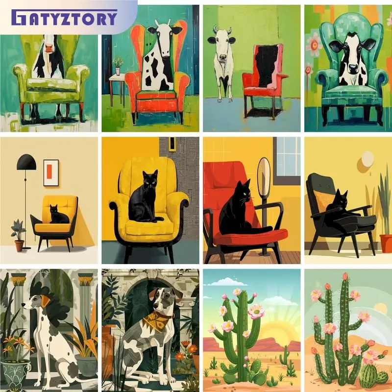 Набор для рисования по номерам на холсте животные