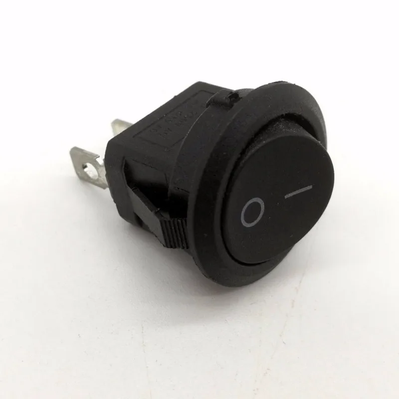 10PCS Small Round Black 2-Pin 2-Files 6A/250V 10A/125V on off  Rocker Switch Seesaw Power Switch