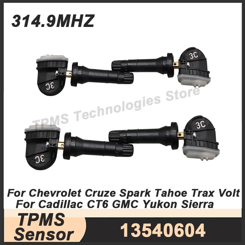 

4 шт. 314,9 МГц 13540604 TPMS датчик контроля давления в шинах для GMC Sierra Cadillac CT6 XT6 Chevrolet Spark Trax Suburban Cruze