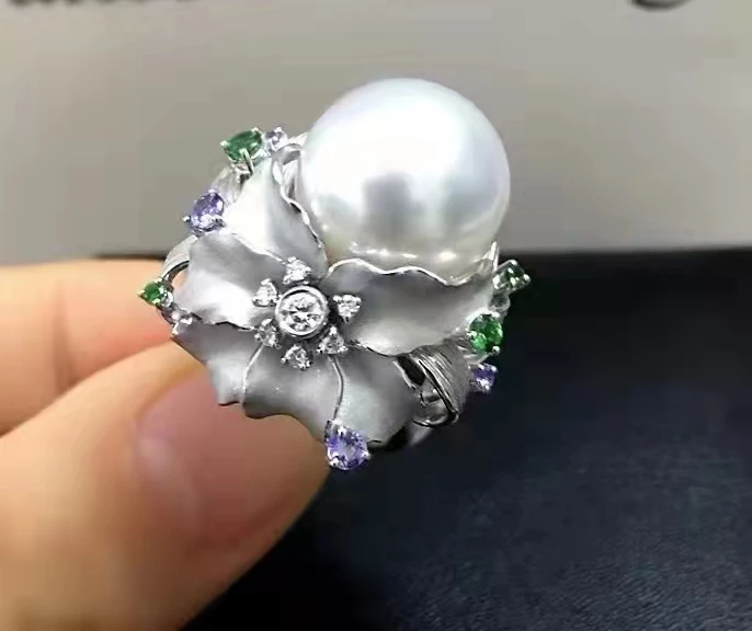 

Женское кольцо с натуральным пресноводным белым жемчугом, 10-11 мм