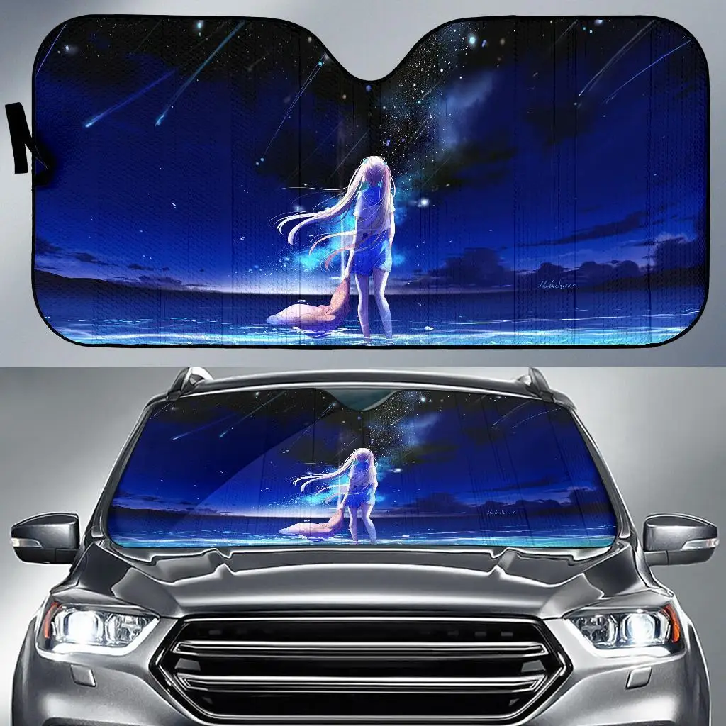 

Anime Girl Night Sea Beach Blue 4K Car Sun Shade T041720