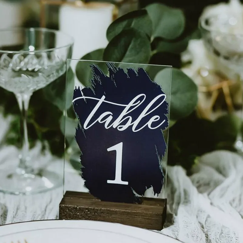 Wedding Table Numbers Wedding Decoration Clear Glass Look Acrylic Table Number Sign with Stands Perspex Modern Sign