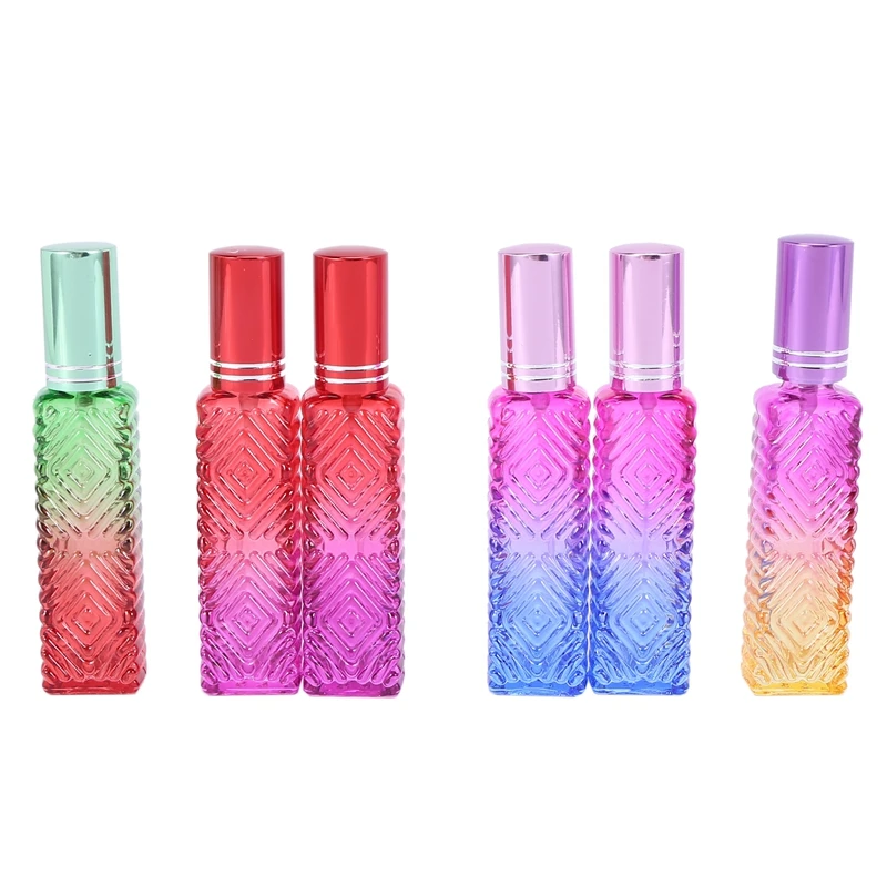 

6Pcs 14Ml Colorful Mini Square Glass Empty Perfume Bottle Fragrance Refillable Glass Vials Spray Bottle