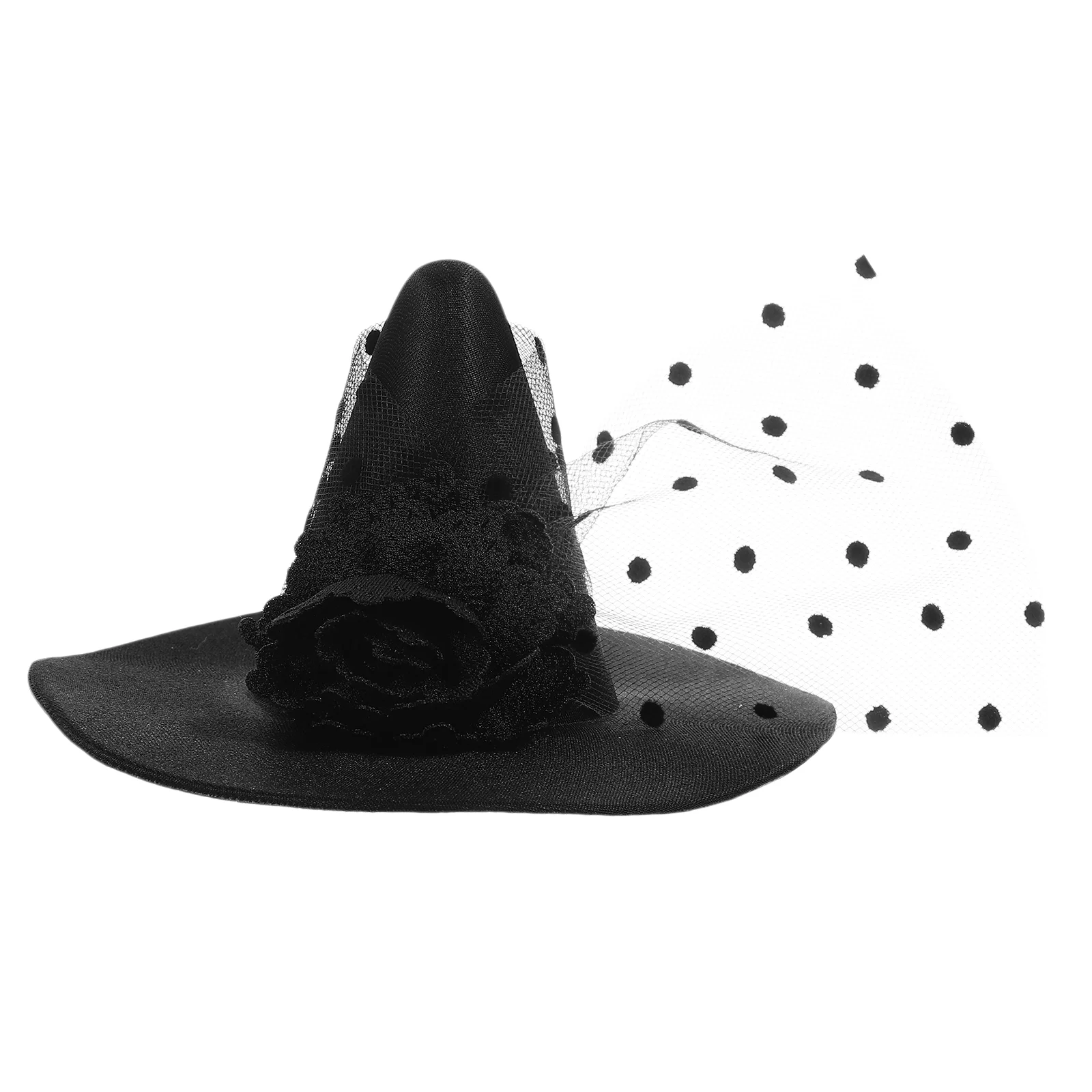 

Witch Hat Clip Gothic Flower Mesh Hairpin Hat Hair Side Headdress for Woman