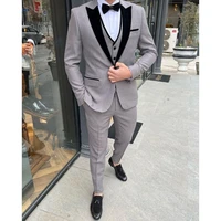 new arrival navy mens suits for wedding business 3 pieces groom blazer jacket vest pants formal party suits custom made tuxedos