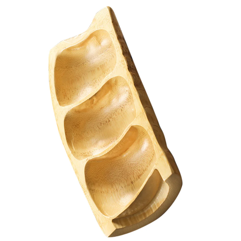 

Bamboo Tray Root Fruit Serving Dish For Desktop Divided Bread Display Plate Restaurant Storage Pallet