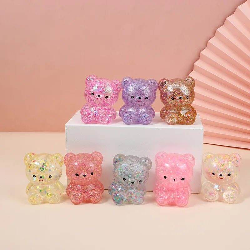 

Симпатичный медведь, малтоза, счастливая ТПР креативная новая медленно восстанавливающая форму Золотая пудра с блестками, декомпрессионная игрушка