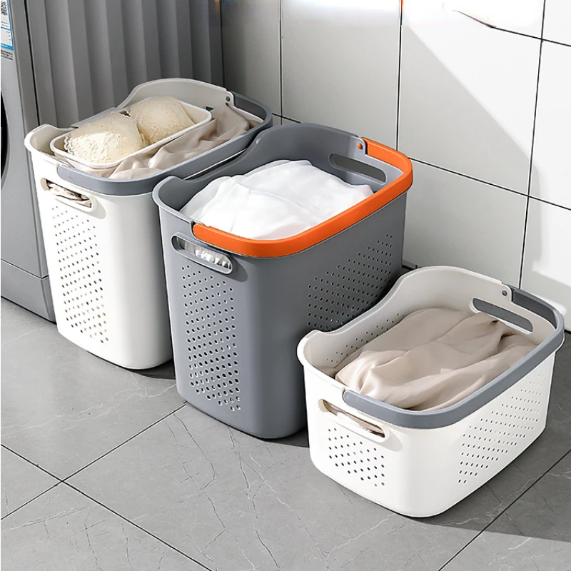 

Hollow-out Dirty Laundry Storage Basket with Handle Large-capacity Dirty Laundry Basket Bathroom Clothes Organizer Basket