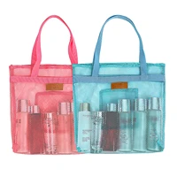 mesh travel storage shower bag beach toilet bag cosmetic bag quick dry shower tote handbag mesh bag toiletries storage bag