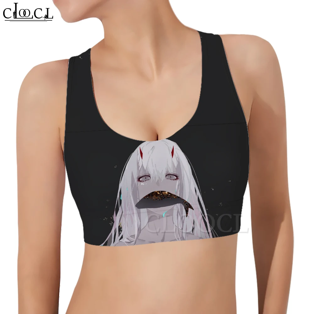 

CLOOCL Women Sports Vest Japan Anime Darling In The FranXX Print Print 3D Pattern Tank Top Female Yoga Fitness Bra