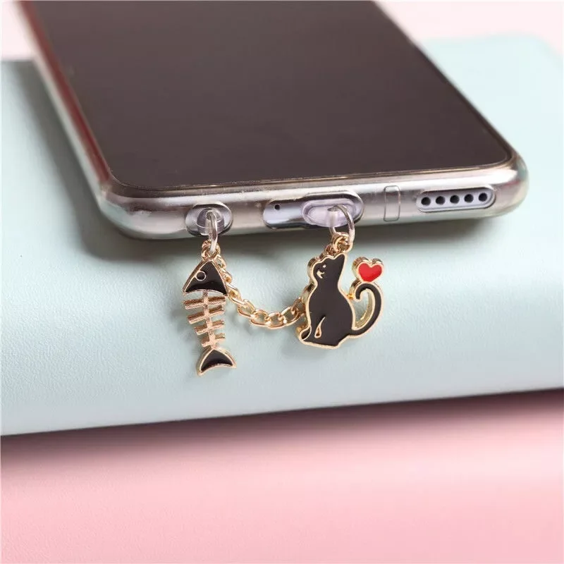

Anti Dust Plug Charm Kawaii Cat Charge Port Dust Plug For iPhone Cute Type C Plugs Stopper Protection Cap Phone Pendant