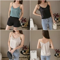 casual v neck sexy solid satin woman camis tank tops render sleeveless camisole top halter camis tops