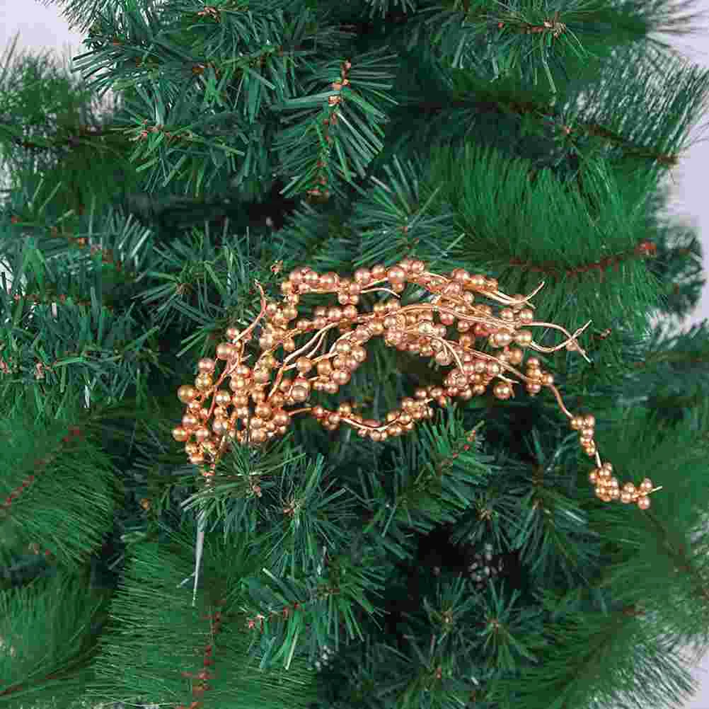 

Berry Christmas Picks Artificial Berries Branches Tree Stems Holly Pine Fake Glitter Stem Gold Faux Floral Red Flower Decor