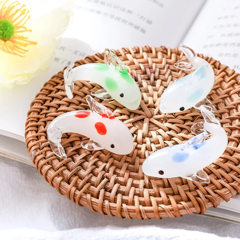 

Creative Chinese Home Trinkets Small Fish Ornaments Glass Cute Animals Mini Ornaments Desktop Craft Gifts Home Decore