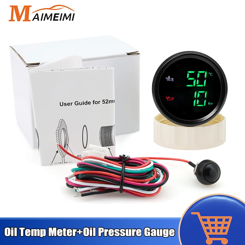 Измеритель температуры масла 2 дюйма 52 мм в 1 50 ~ 150 градусов Цельсия + манометр 0-10