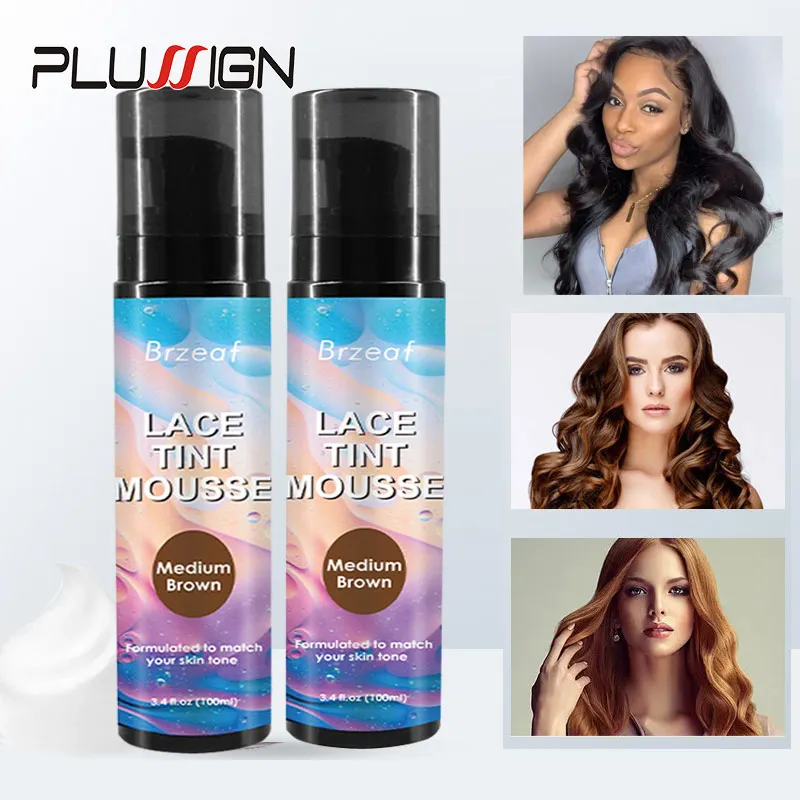 Plussign Lace Tint Mousse For Lace Frontal Wigs Tinted Lace Mousse Salon Or Home Hair Dye Light Brown Dark Brown Medium Brown